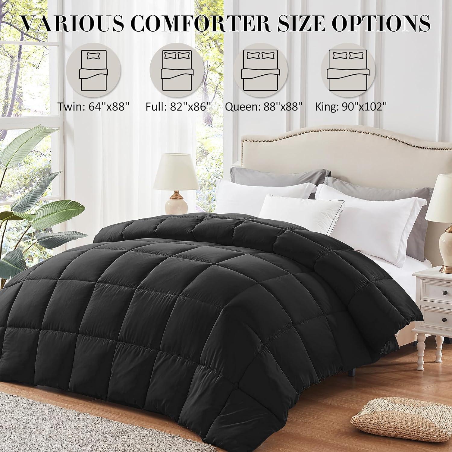 100% Cotton All-Season Comforter - Box Stitched Comforter - Bedding with Corner Tabs Machine Washable Lightweight Color Pink Solid Pattern Size Oversized Queen (98"x98")