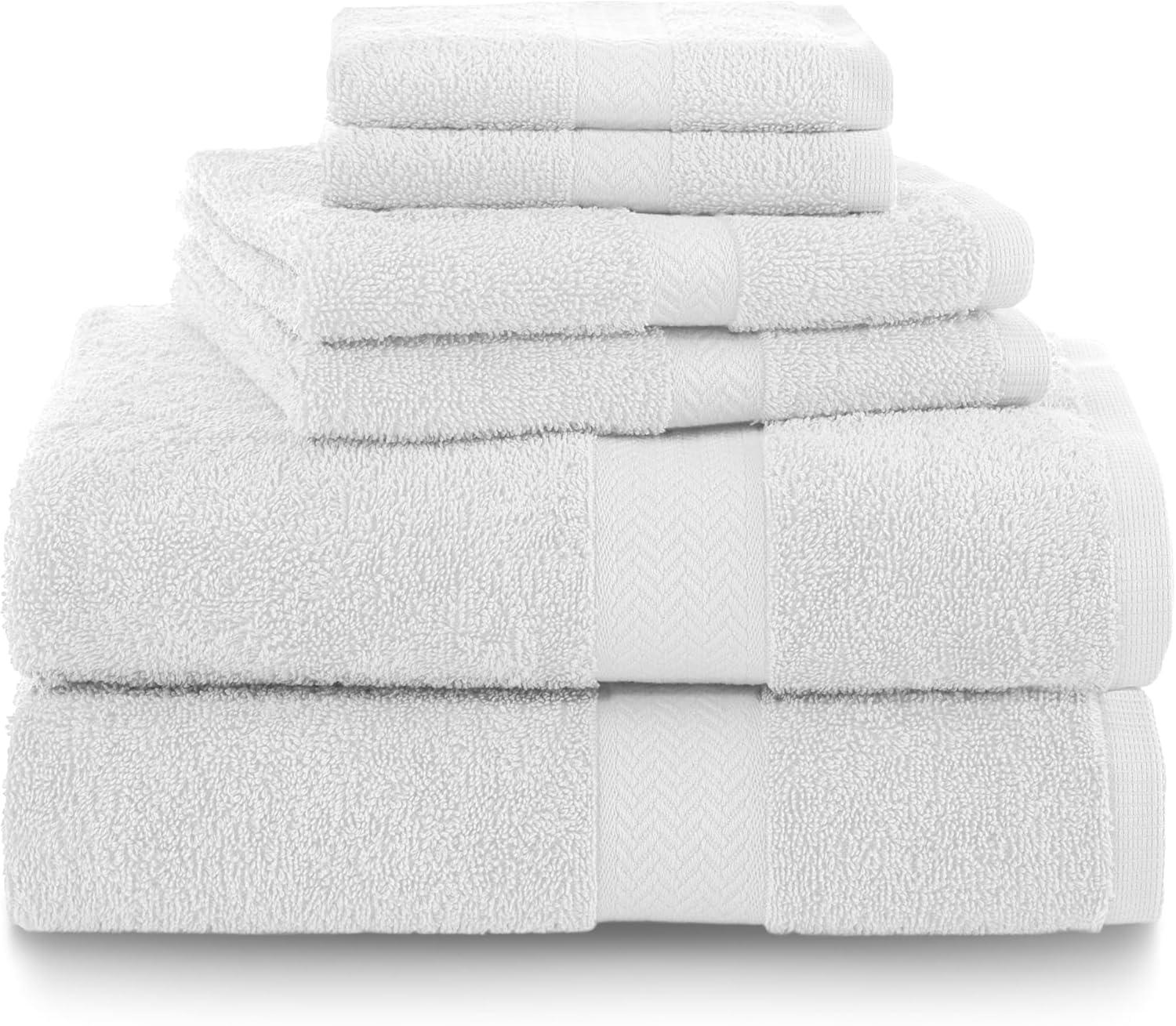 Martex 6 Piece Luxury Cotton Towel Set, 2 Bath Towels, 2 Hand Towels, 2 Washcloths 500 GSM 100% Ring Spun Cotton Highly Absorbent Soft Towels for Bathroom For Everyday Use, Hotel & Spa