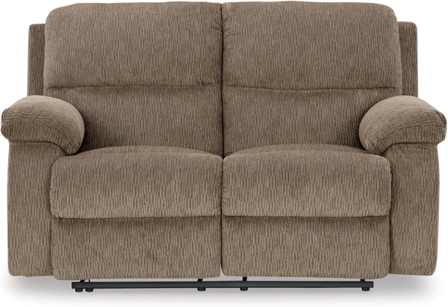 Light Brown Oak Fabric Manual Reclining Loveseat