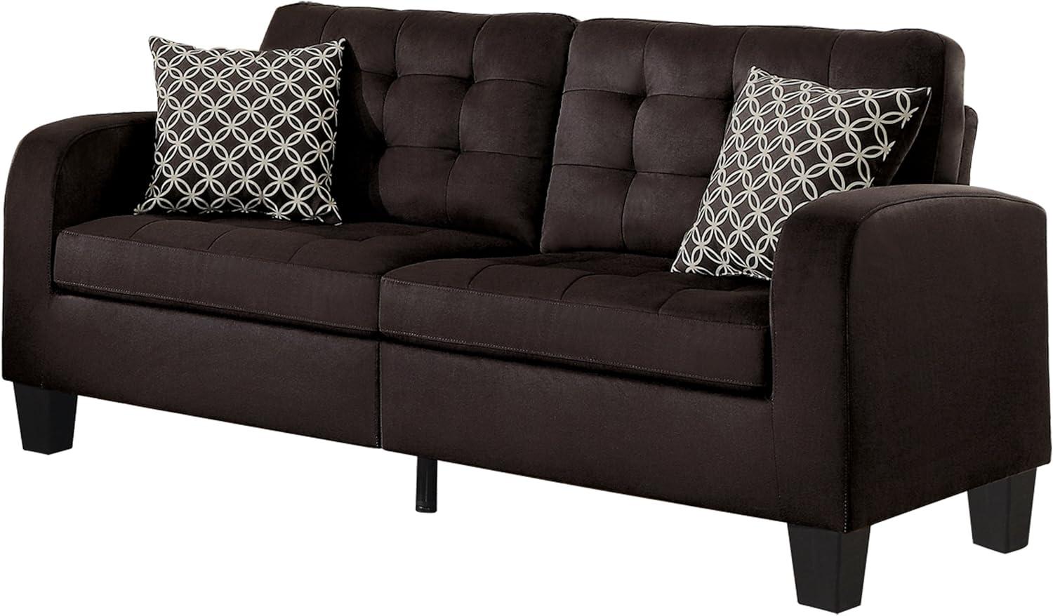 Sinclair Chocolate Upholstered Sofa with Decorative Pillows