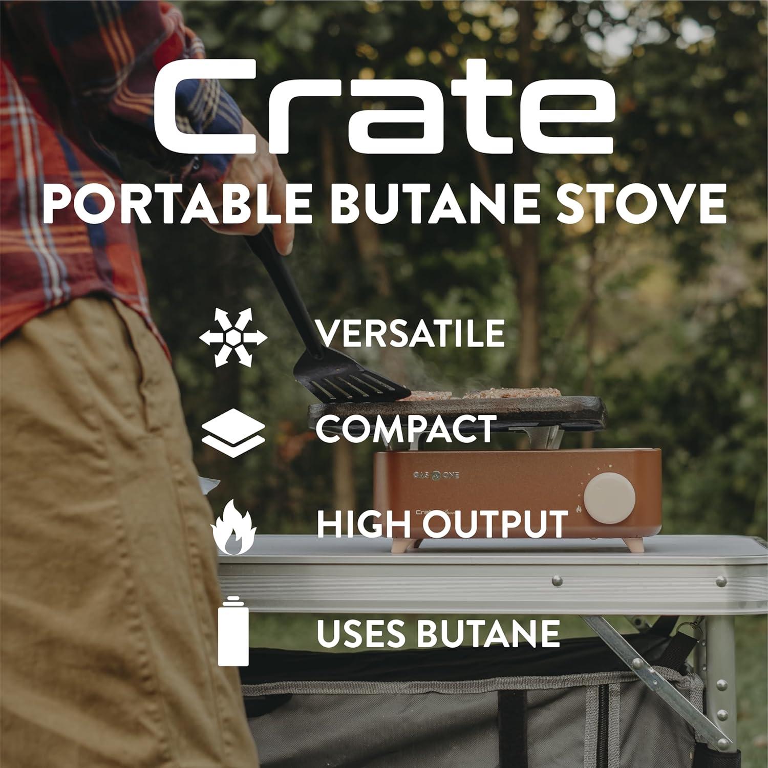 GasOne Butane Fuel Camp Stove – Crate Series - Mini Stove for Camping, Hiking – Portable Gas Stove