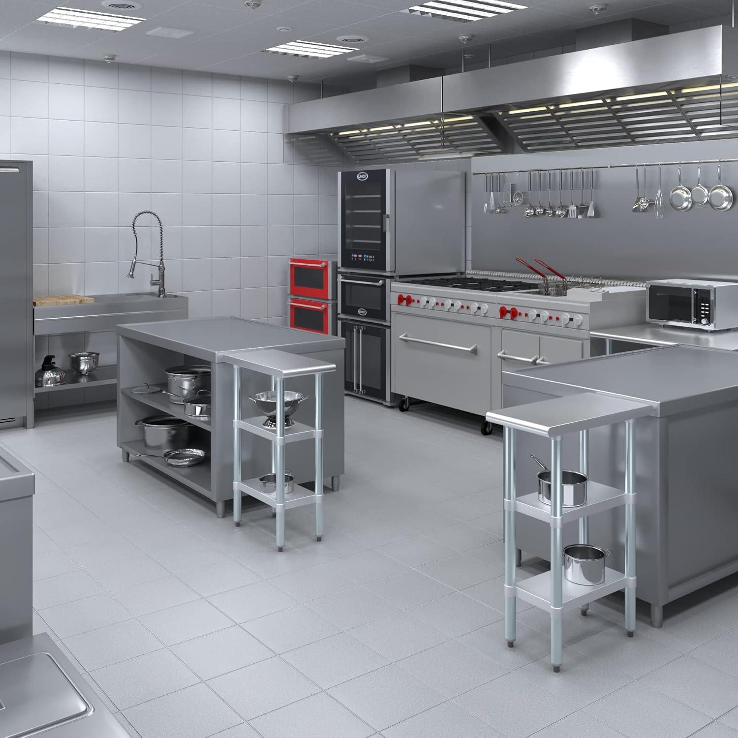 Amgood Stainless Steel Work Table with 2 Shelves