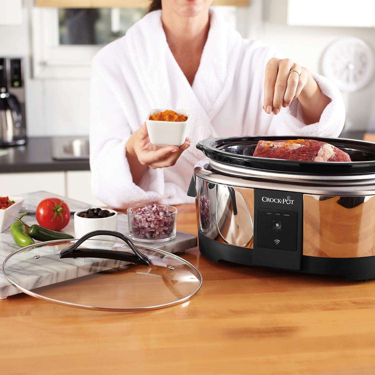 Open Box Slow Cooker 6-Quart Programmable Stainless Steel Compatible w/ Alexa (Good)