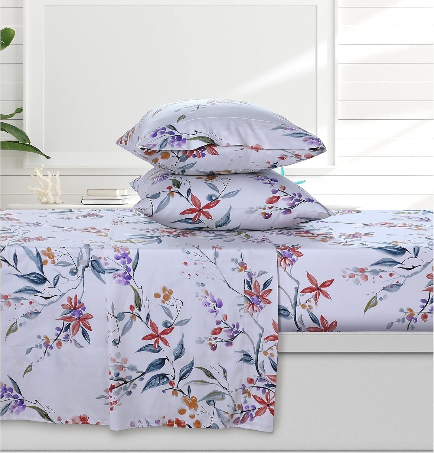 Azores Home Sateen Floral Sheet Set