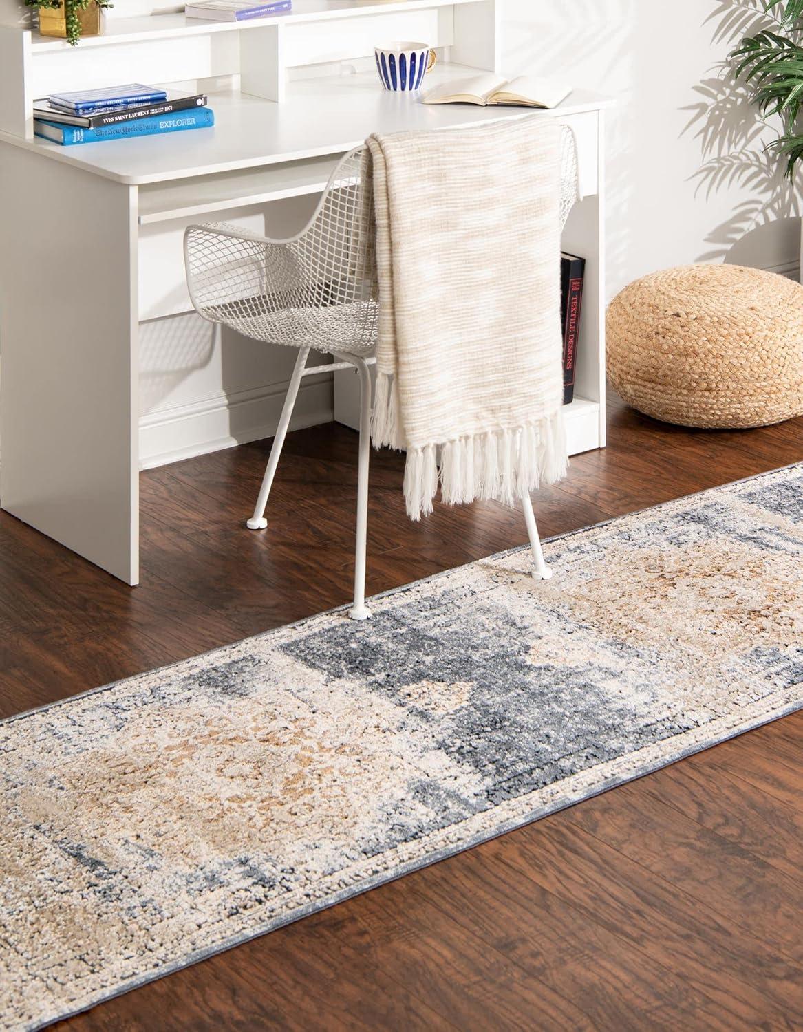Unique Loom Chateau Collection Area Rug - Roosevelt (6' 1" x 9' Rectangle Slate Blue/Beige)
