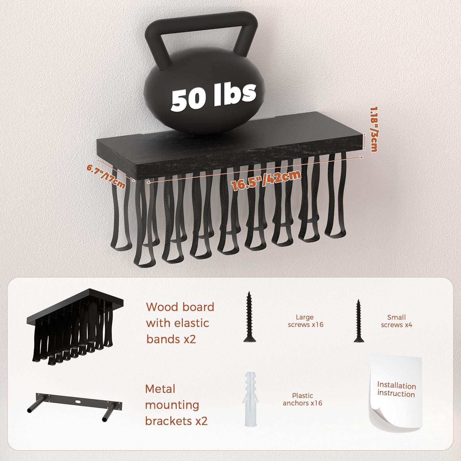 Floating Book Shelves for Wall Mounted Set of 2, Wood Hanging Bookshelf, Book Display Shelf for Wall, Unique Space Saving Book Shelf Wall Book Holder(Black)