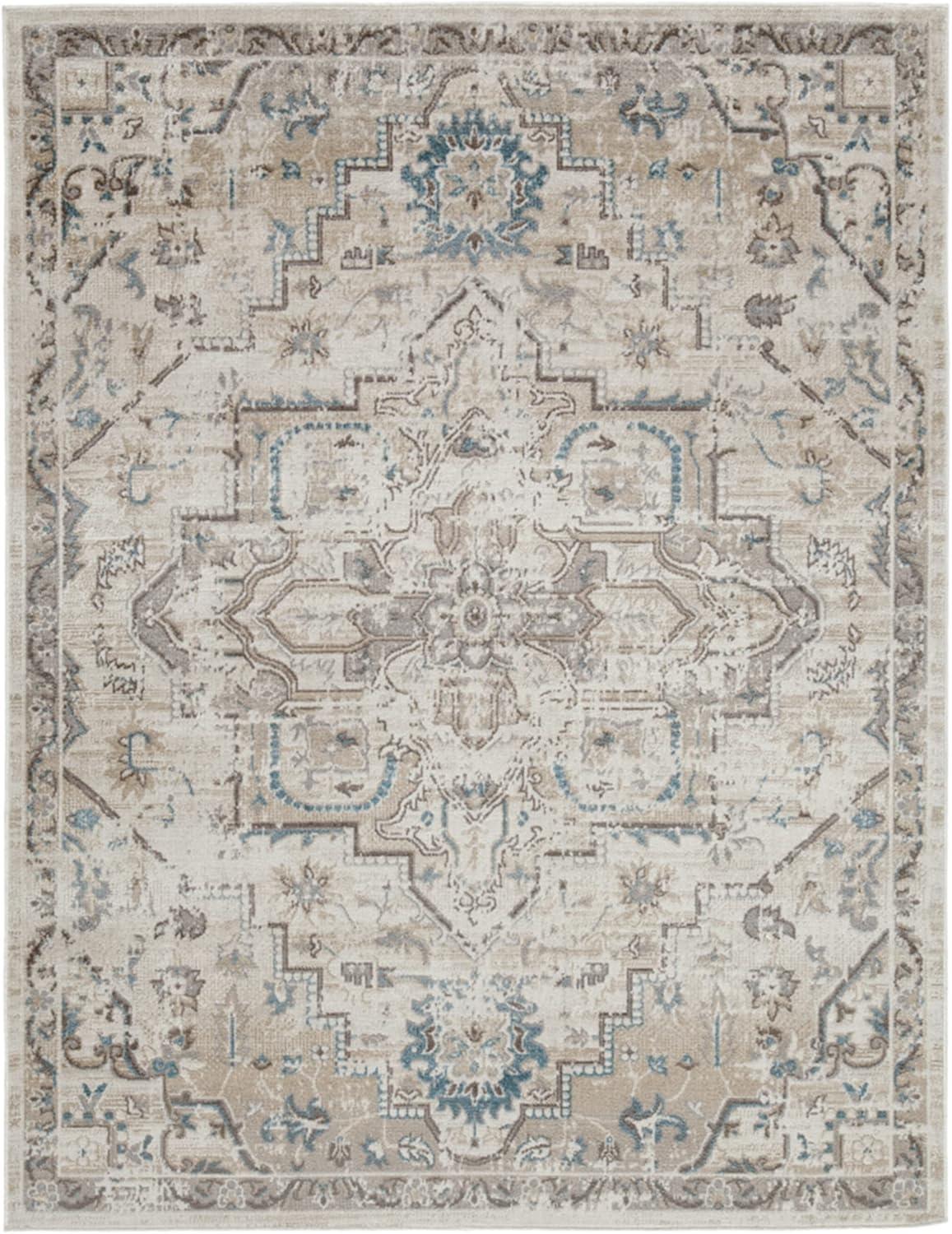 Barkham 8' x 10' Gray Beige Blue Medallion Rug