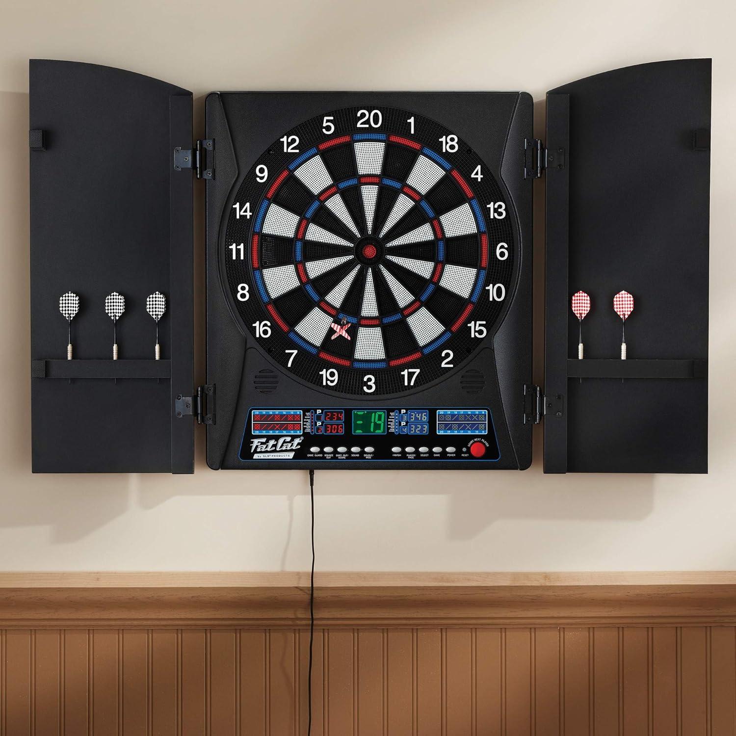 Fat Cat Electronic Dartboard and Cabinet Set with Darts