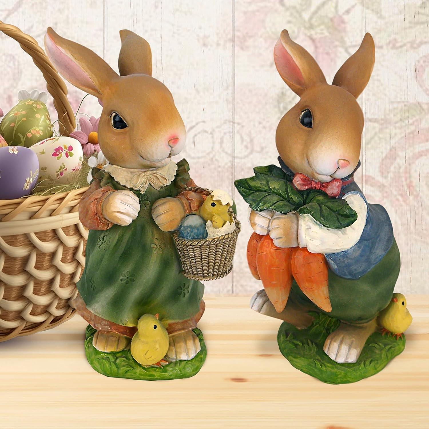 Bunny Hop Lane Mother and Father 2 Piece Statue Set