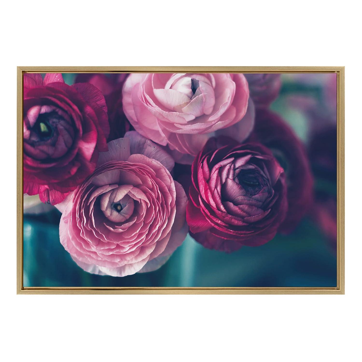 Gold Framed Floral Canvas Print, 23x33