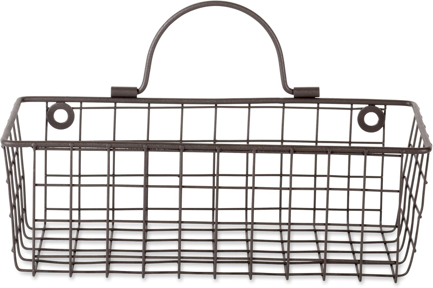 Bronze Rectangular Iron Wire Wall Storage Baskets, Set of 2