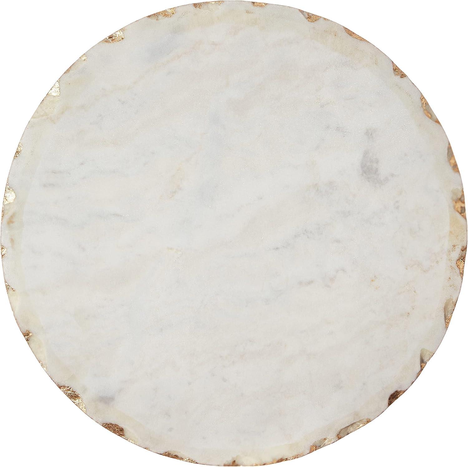 Gold Rimmed White Marble Round Trivet