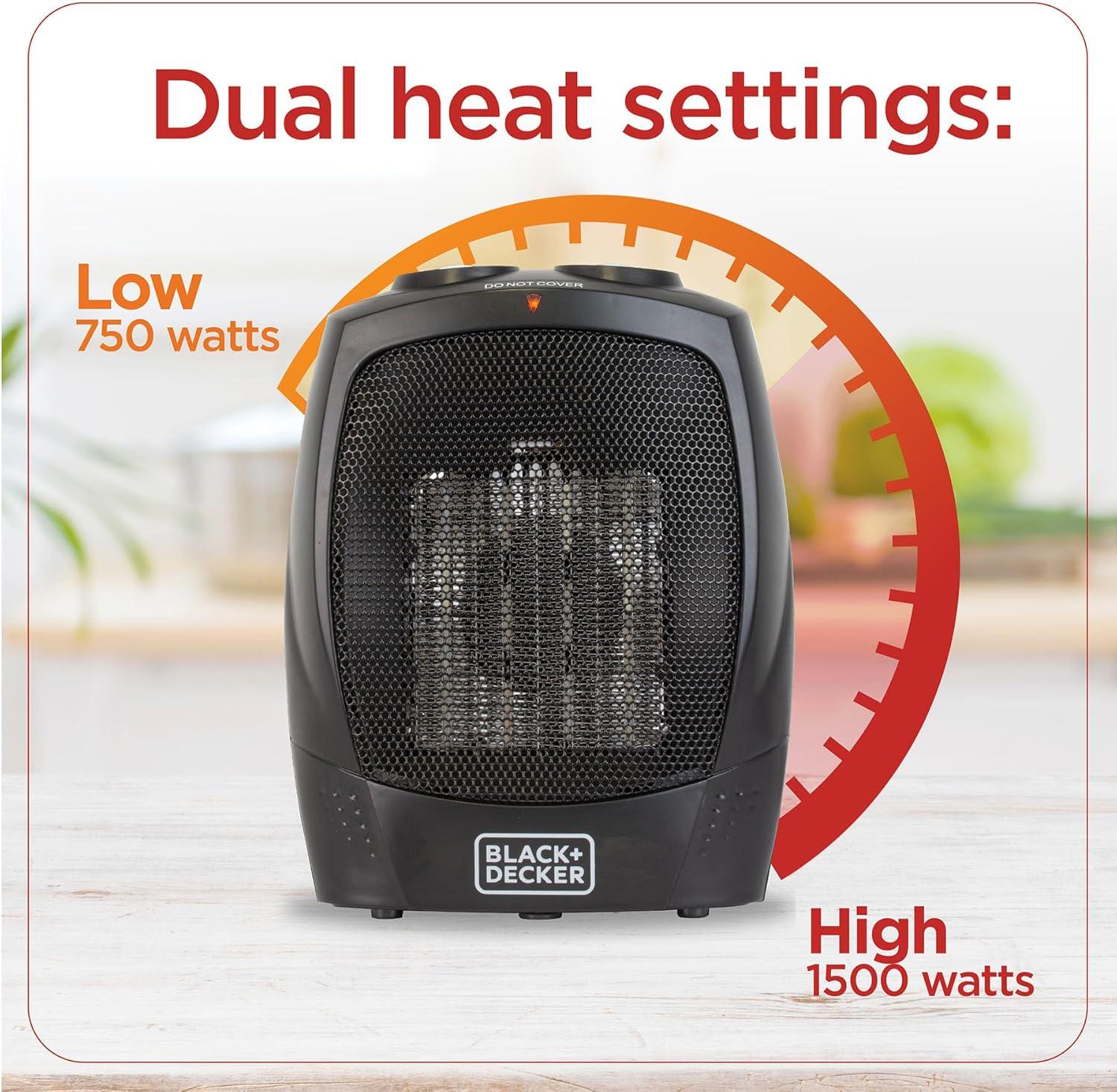 BLACK+DECKER Personal 1500 Watt Electric Fan Compact Heater with Manual Control