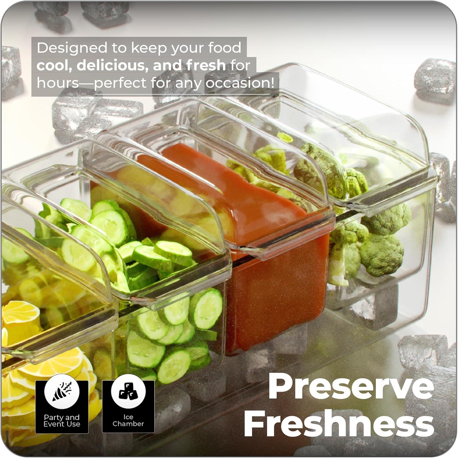 Clear Acrylic Ice Chilled Condiment Server with 5 Containers