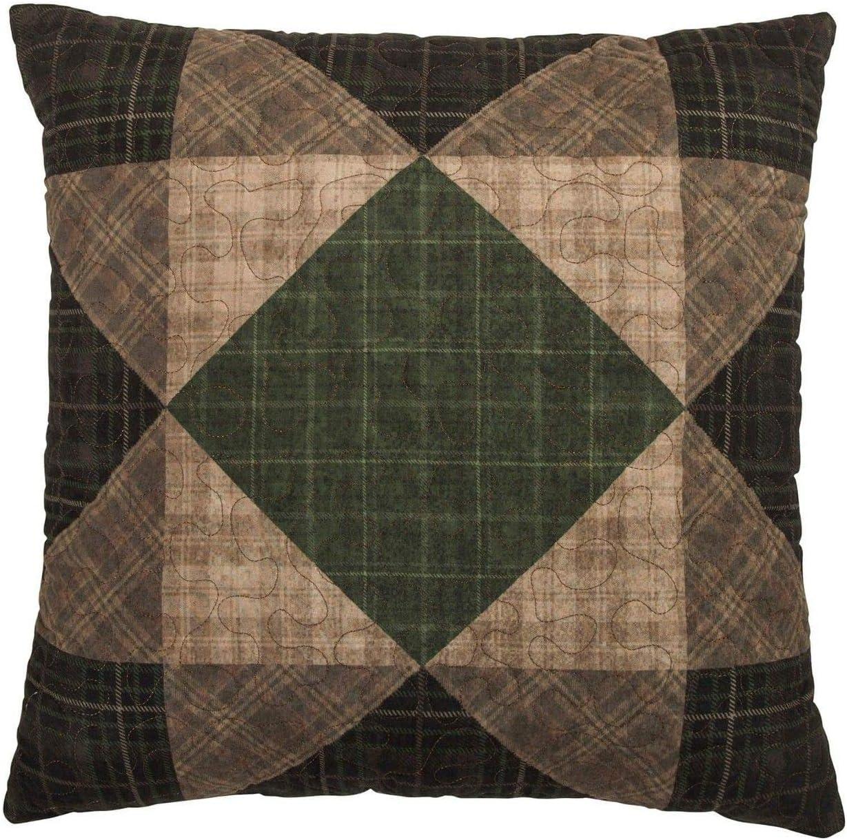 Donna Sharp Antique Pine Square Lodge Decorative Throw Pillow Sawtooth Patchwork