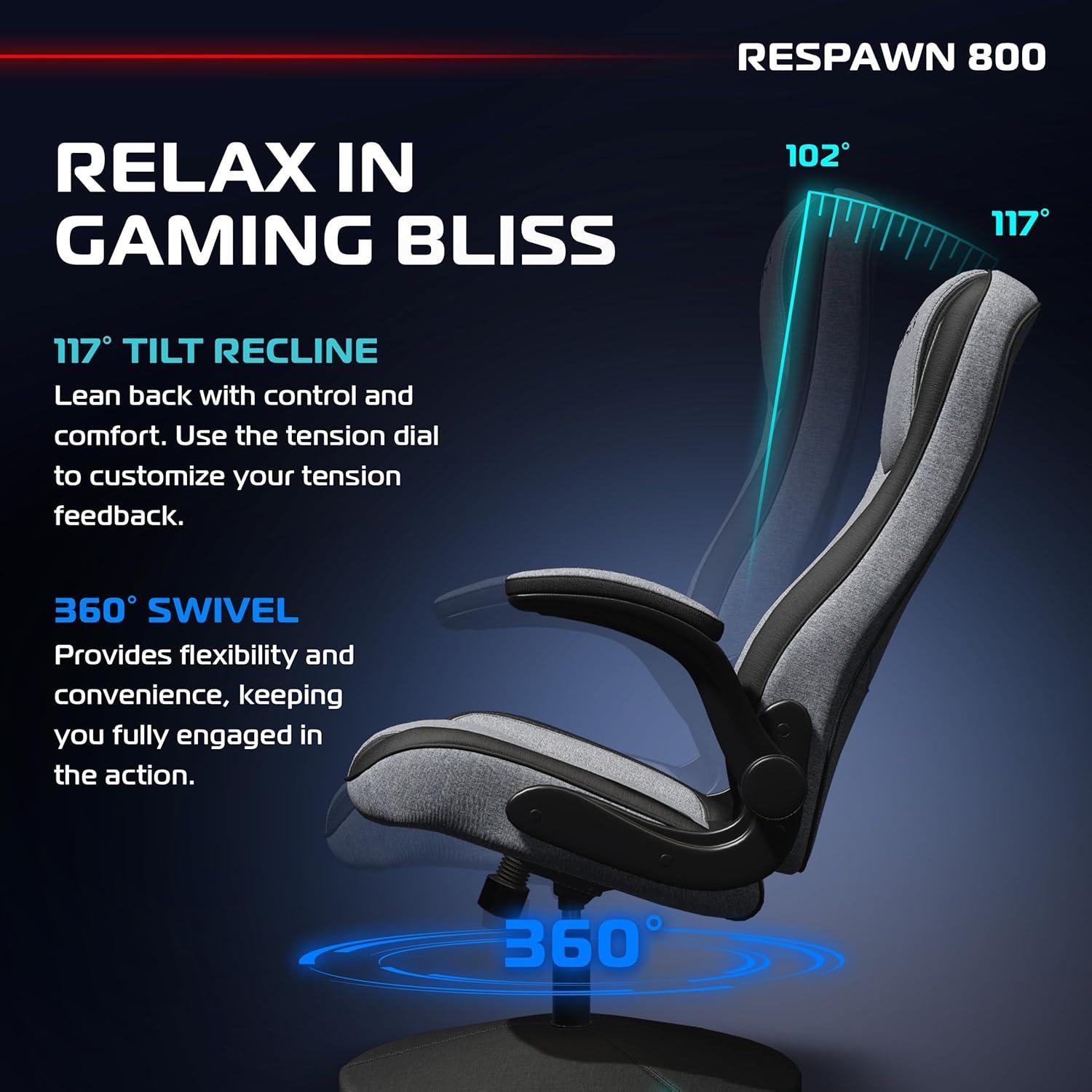 Respawn RESPAWN 800 Gaming Chair Floor, Swivel Rocker Gaming Chair, High Back Ergonomic Floor Gaming Chair for Kids and Adults, Gaming Recliner, Floor Rocker Chair with Armrests