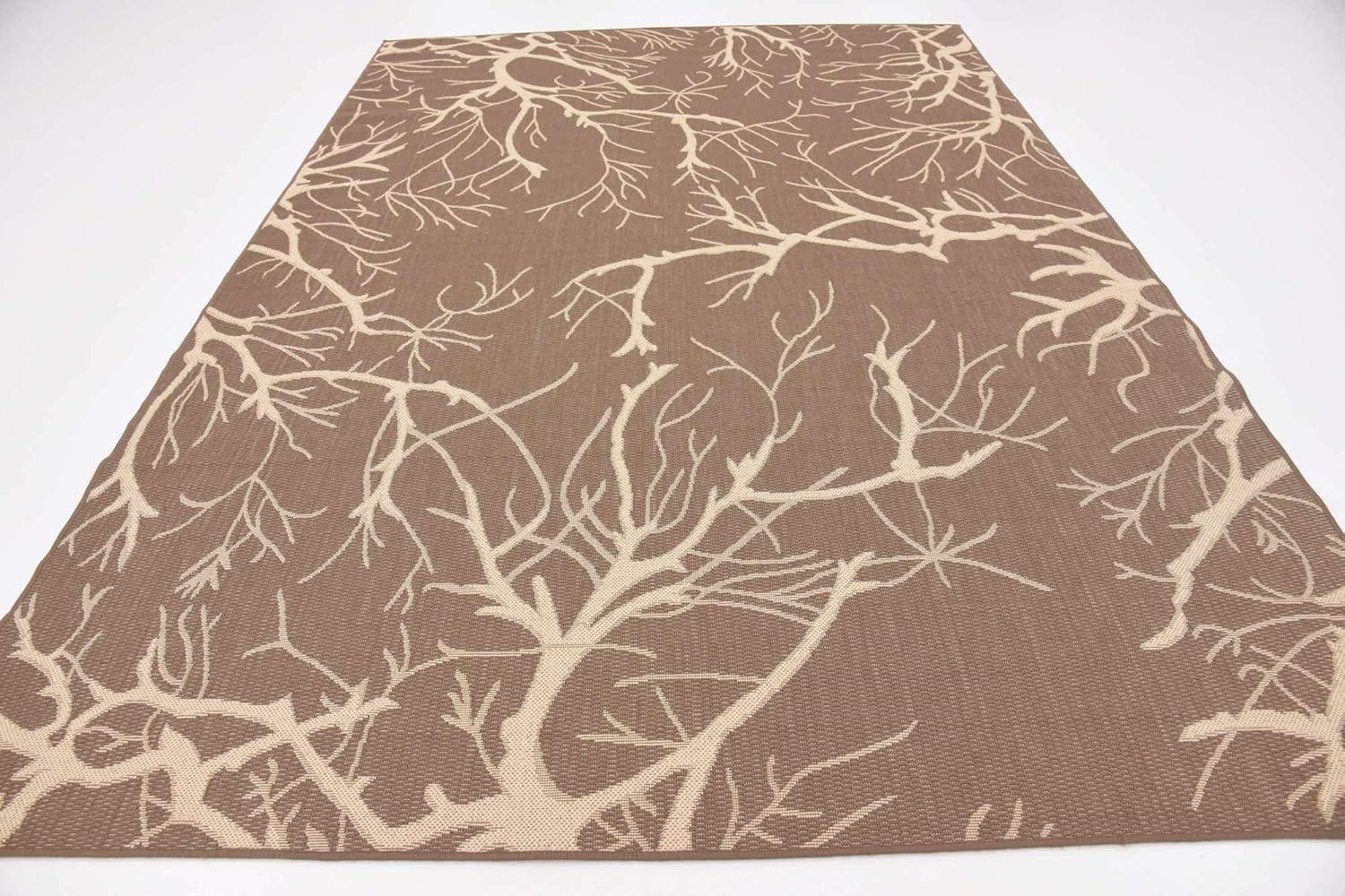 Unique Loom Outdoor Botanical Collection Area Rug - Branch (7' 1" x 10' Rectangle Brown/Beige)