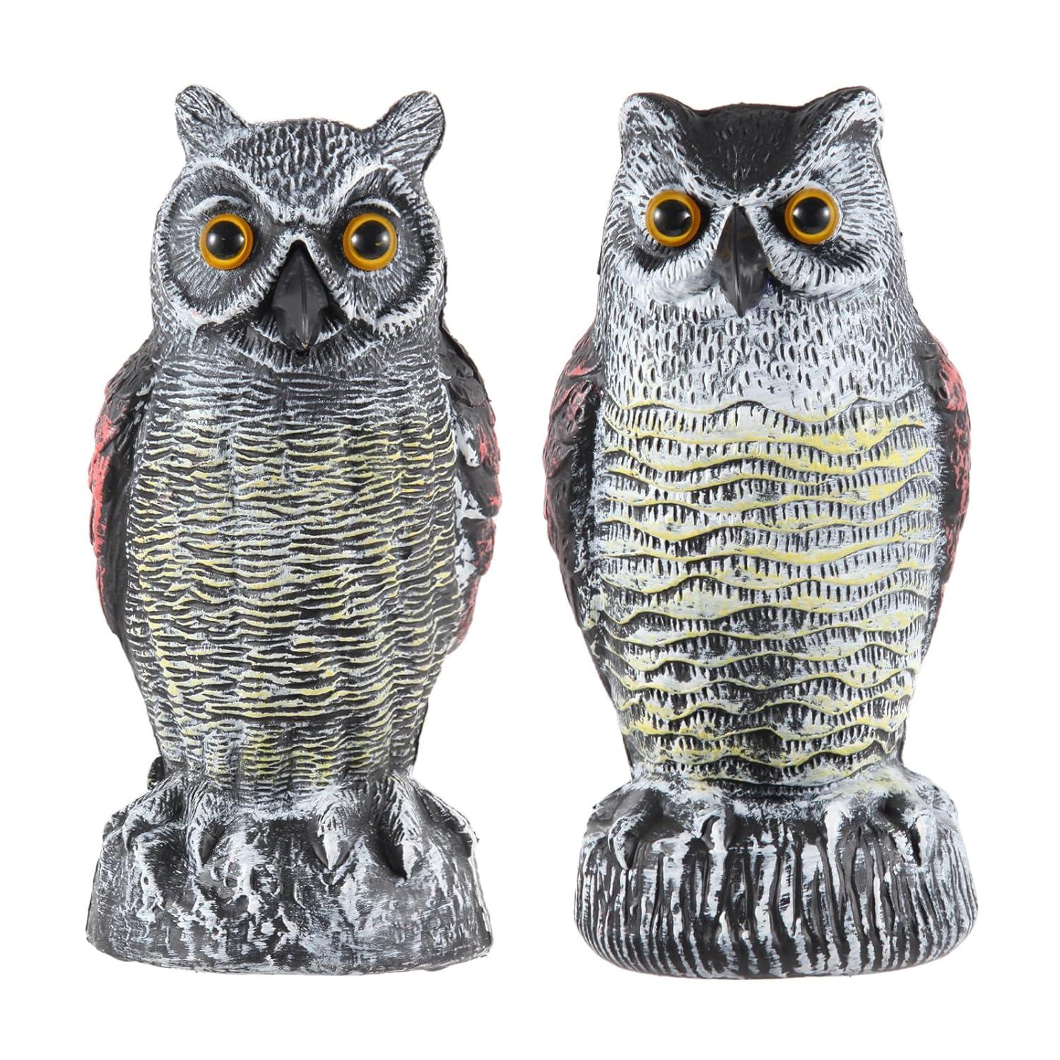 2Pack Fake Owl Decoy to Keep Birds Away Garden Decoration Bird Scare Devices for Garden Outdoor Yard