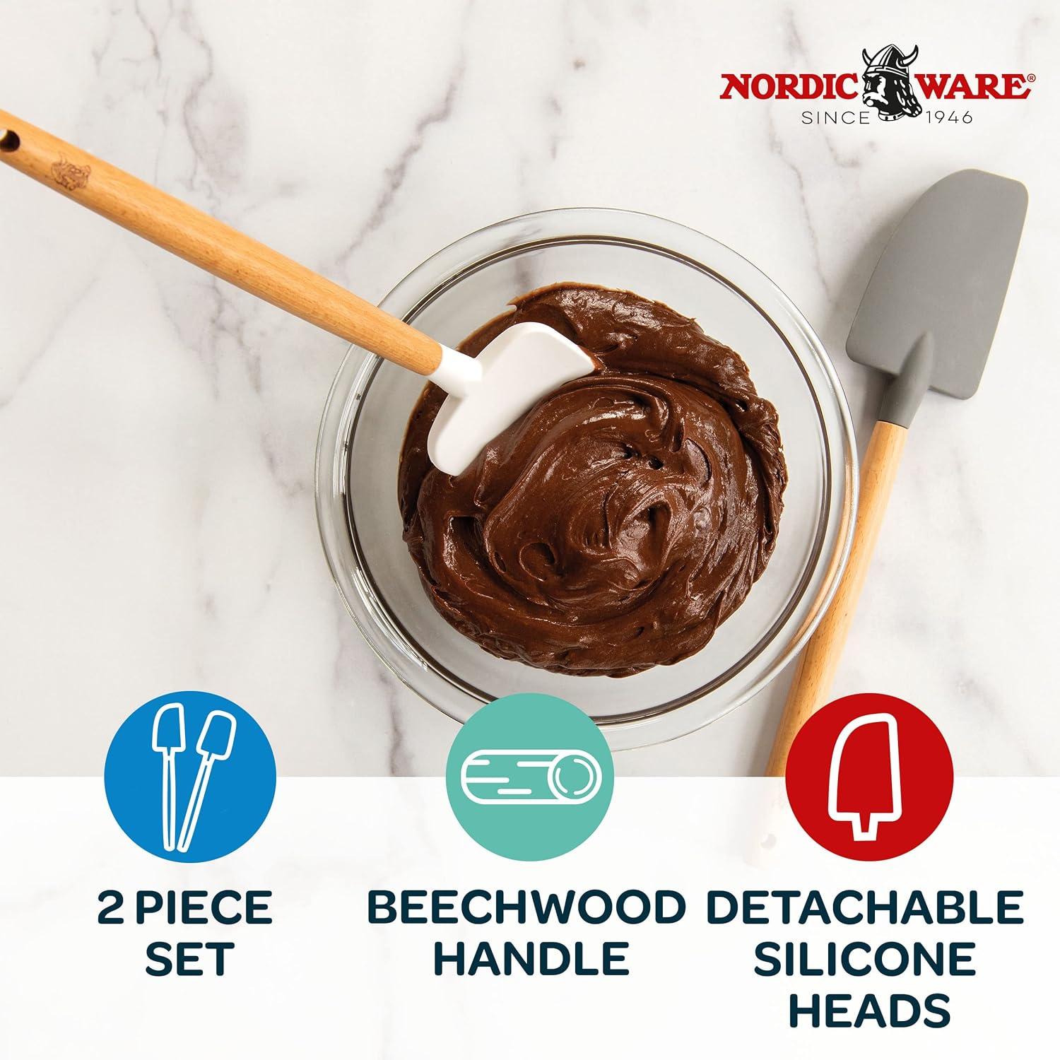 Beechwood and Silicone Spatula Set in Storm and White