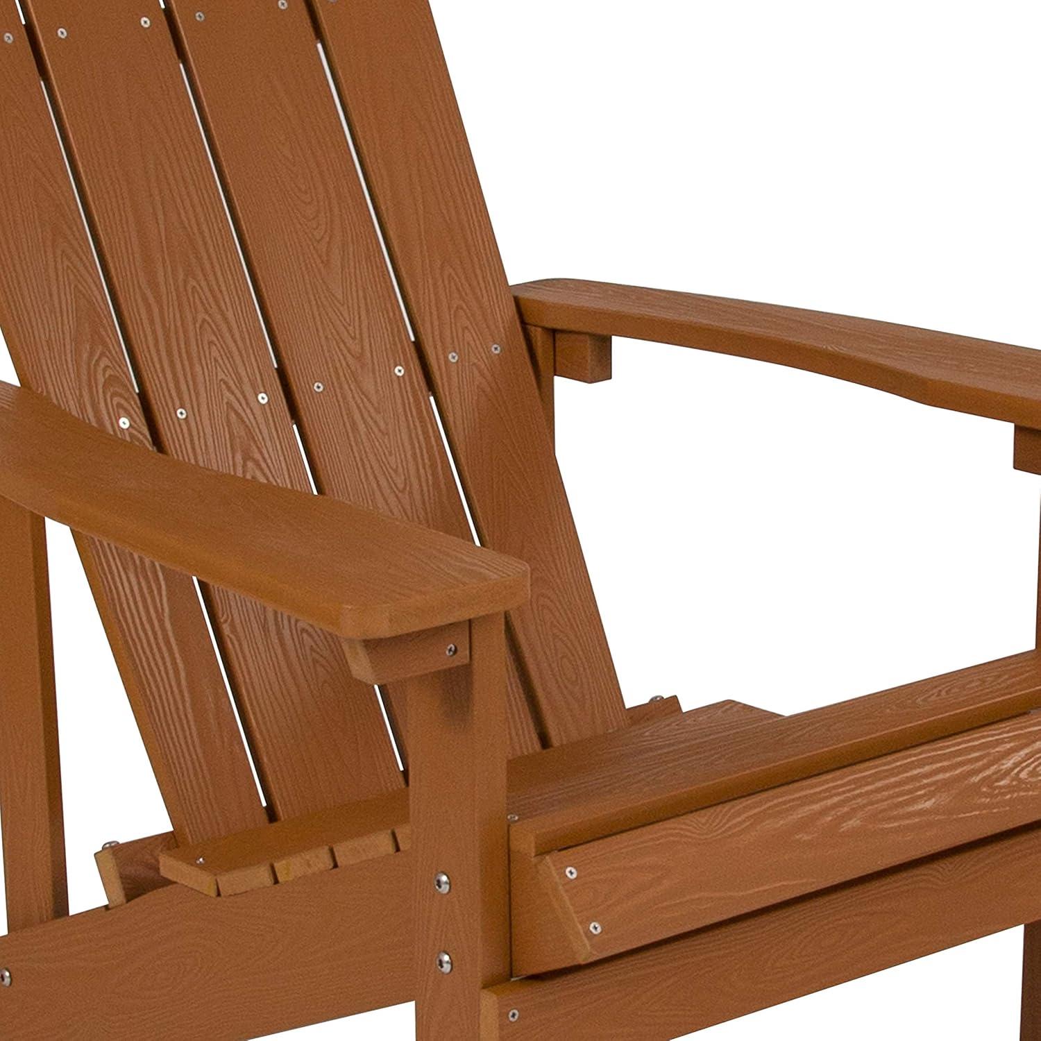 Flash Furniture Charlestown All-Weather Poly Resin Wood Adirondack Chair in Teak
