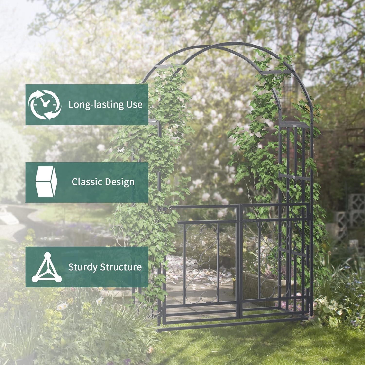 45'' W x 19.75'' D Steel Arbor with Gate in Gray