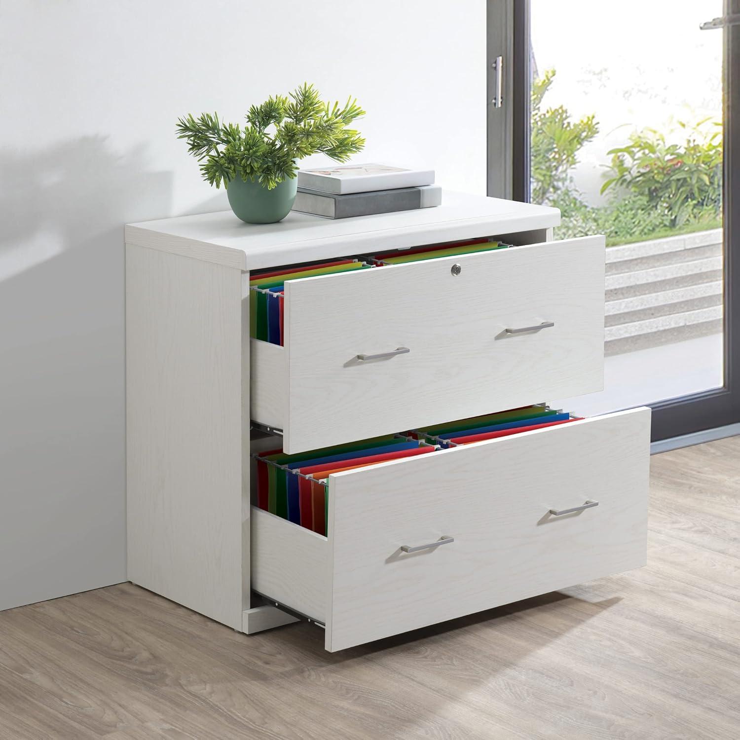 Alpine 2-Drawer Engineered Wood Lateral File with Lockdowel  in White Finish