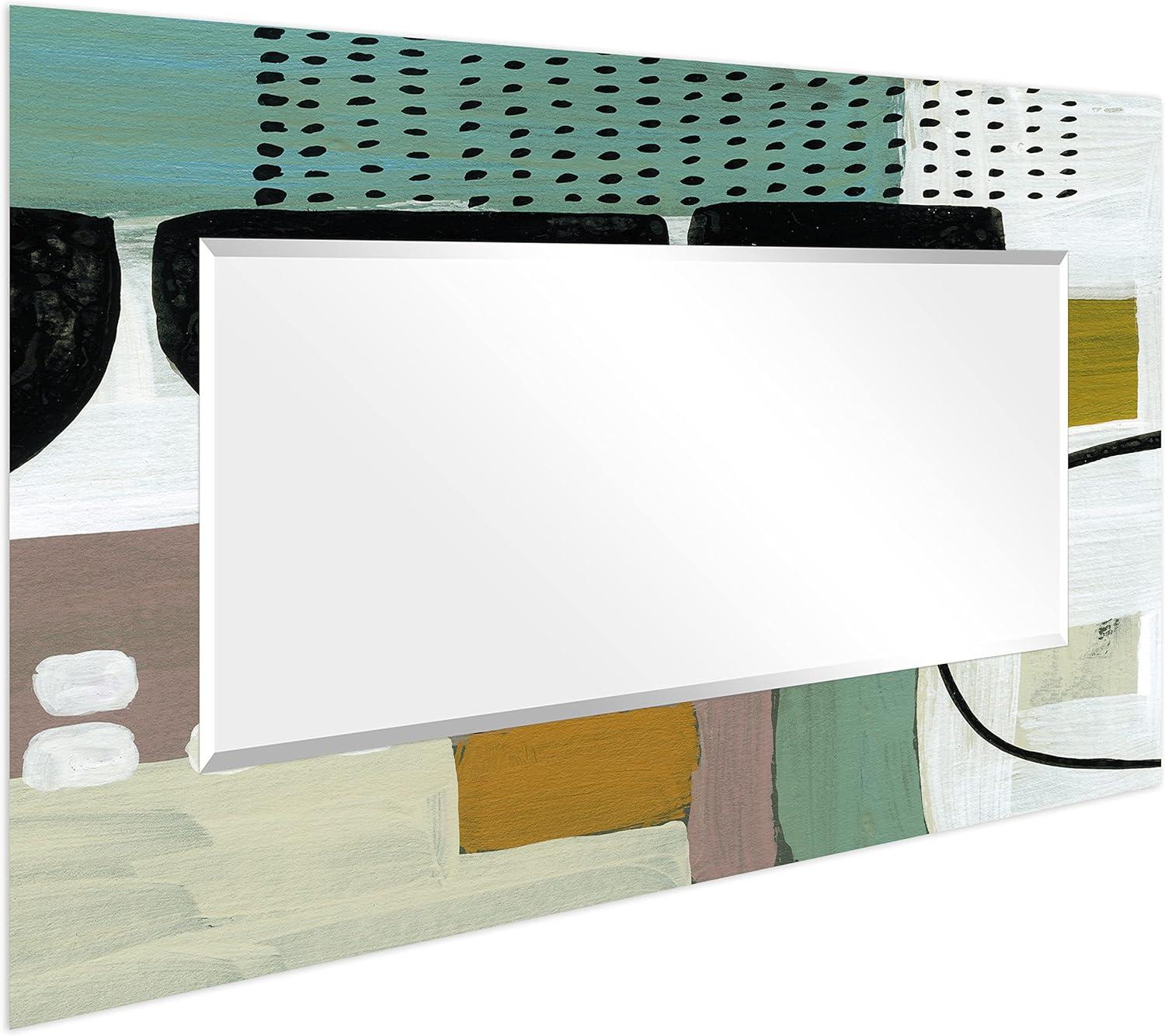 Empire Art Direct Abstract Rectangular Beveled Wall Mirror on Free Floating Printed Tempered Glass - 36" x 72"