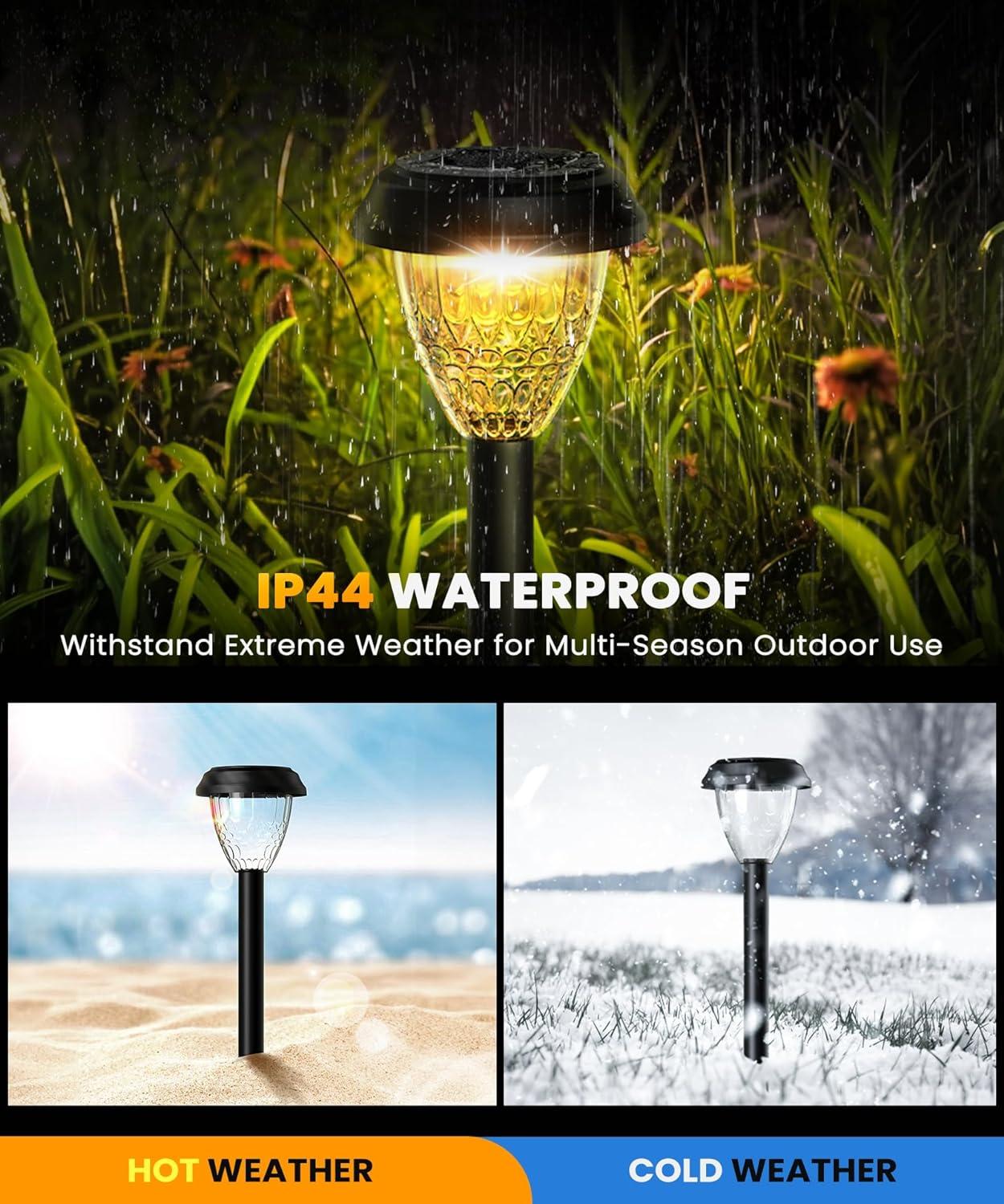 Super Bright LED Solar Pathway Lights with Petal Pattern, 8 Pack