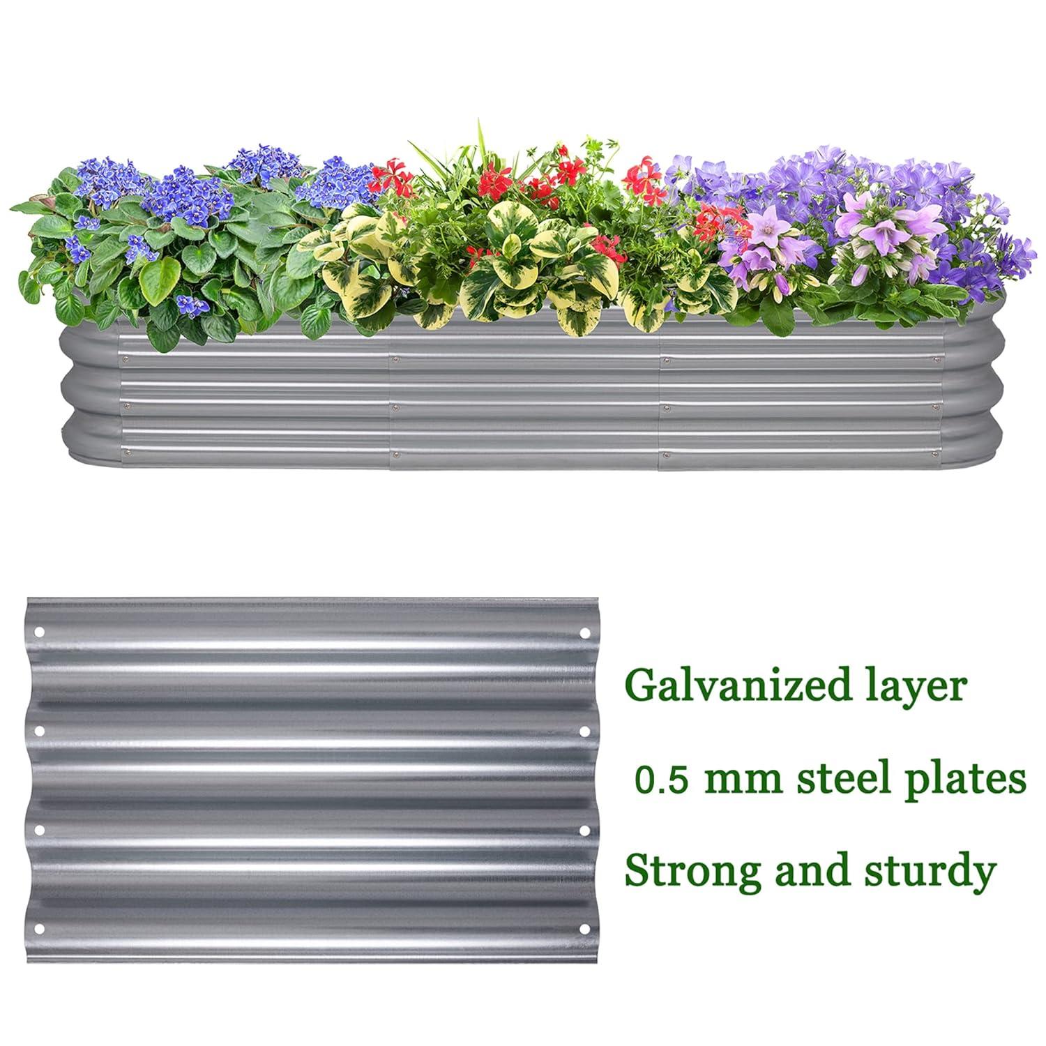 Sunnyglade Galvanized Raised Garden Bed Kit, Rot-Resistant Metal Garden Bed Planter for Gardening Vegetables, Fruits, Flower (4 .4X 2 x 0.8 FT)