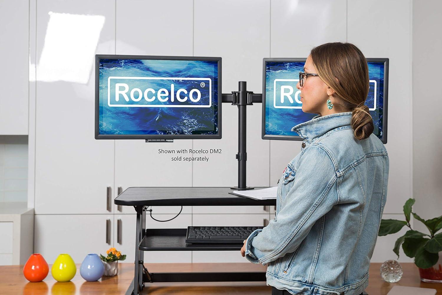 Deluxe Height Adjustable Sit to Stand Desk Computer Riser - Rocelco