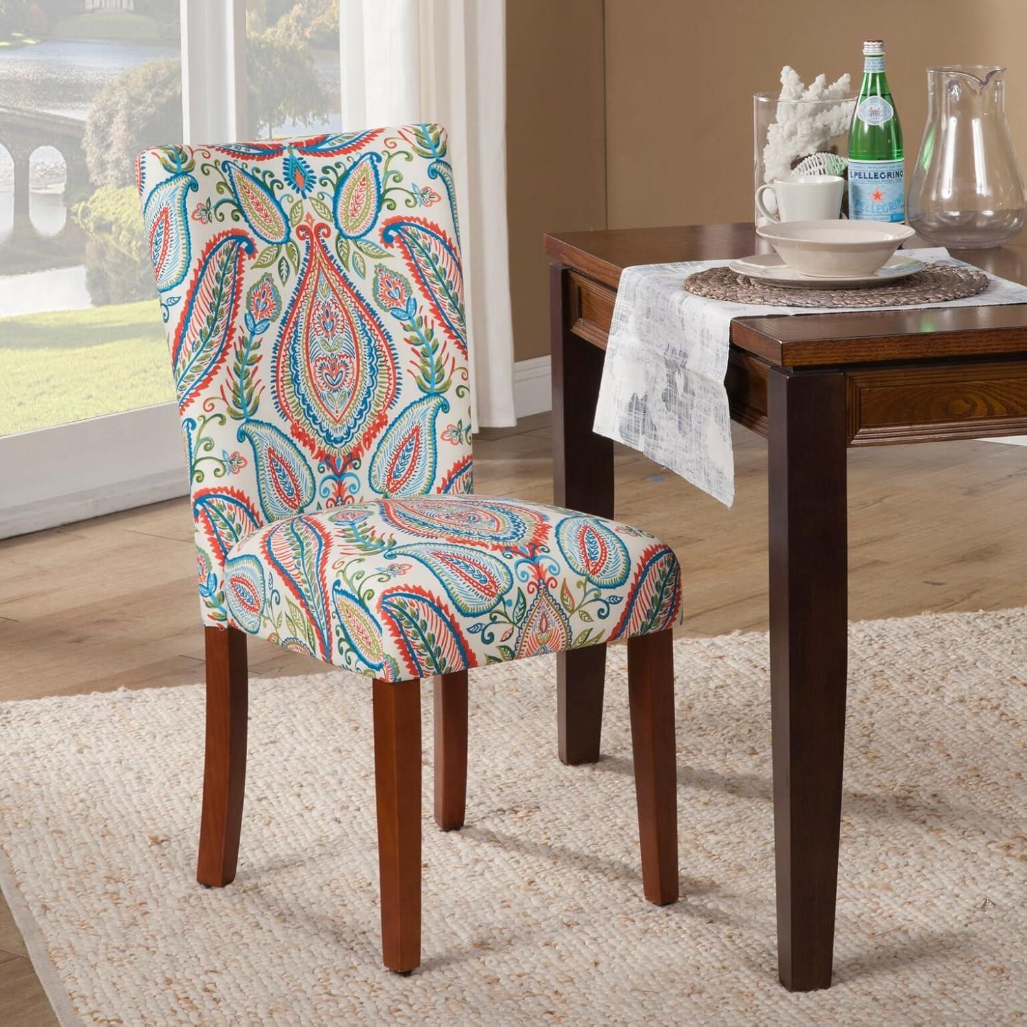 Classic Multicolor Linen and Wood Parsons Side Chair Set