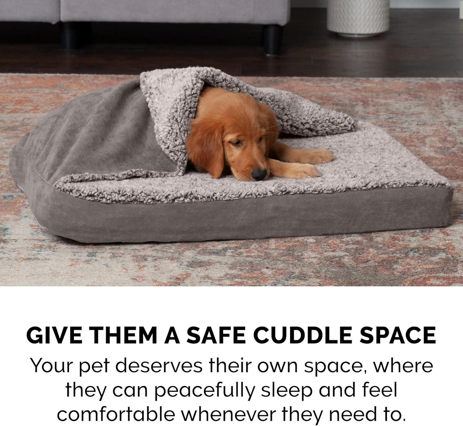 FurHaven Berber and Suede Blanket Top Mattress Memory Foam Dog Bed