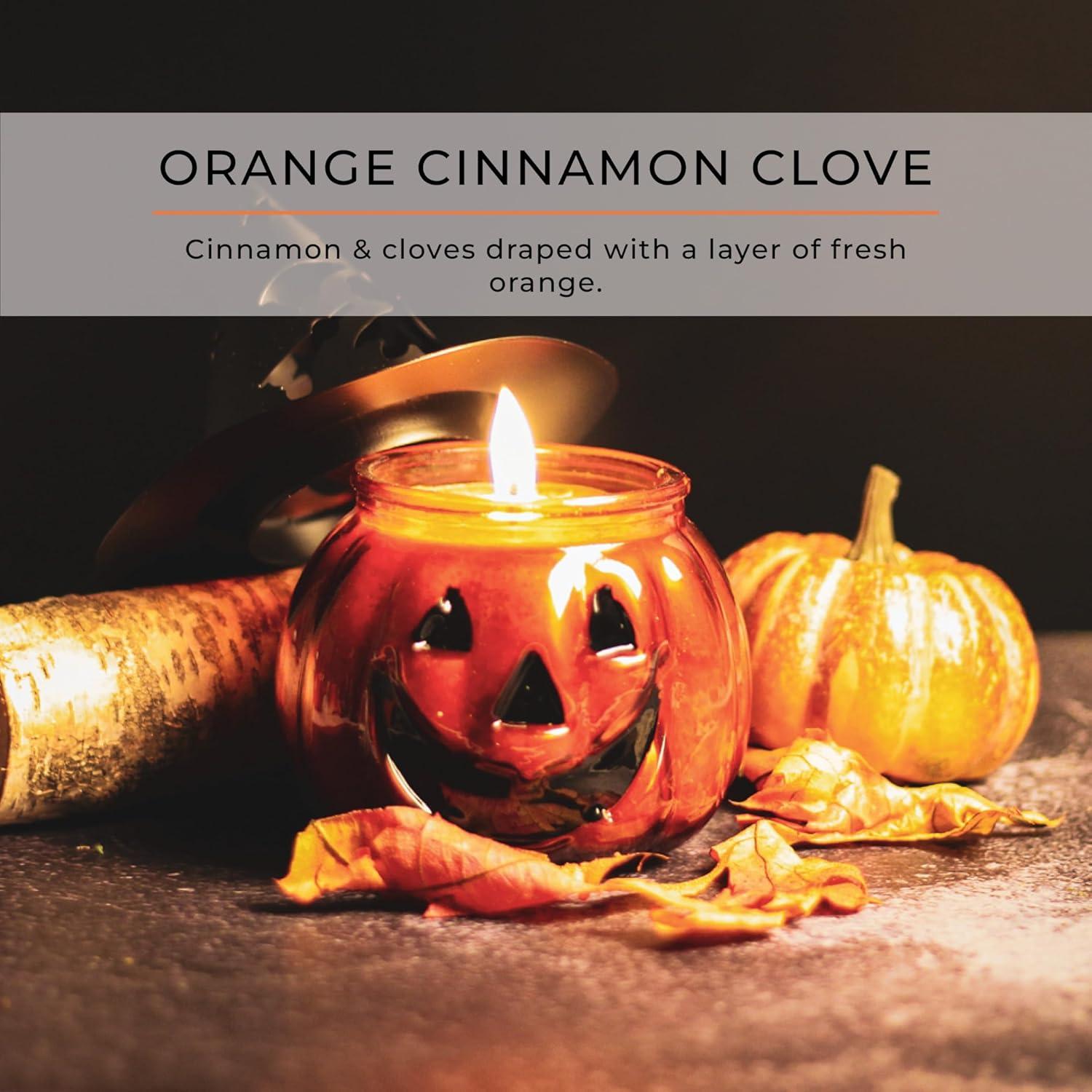 Orange Cinnamon Clove Pumpkin Jar Candle with Witch Hat Lid