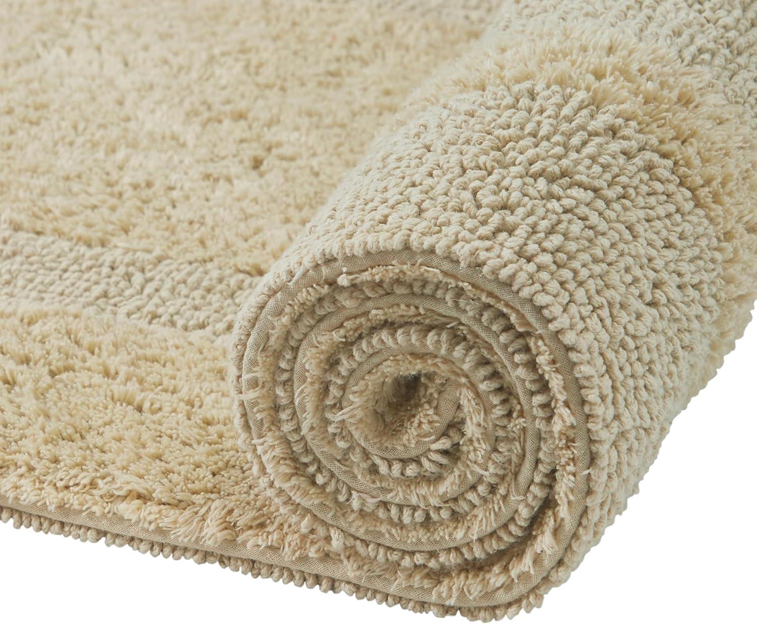 Better Trends Lux 100% Cotton Tufted Solid Reversible Bath Rug 24" x 40" Rectangle - Sand