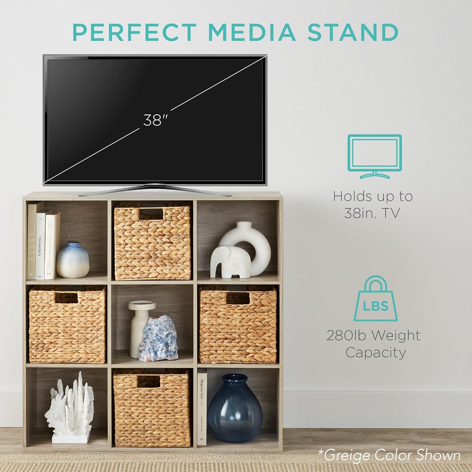 Best Choice Products 9-Cube Bookshelf, 13.5in Display Storage System, Organizer w/ Removable Back Panels - Light Pink