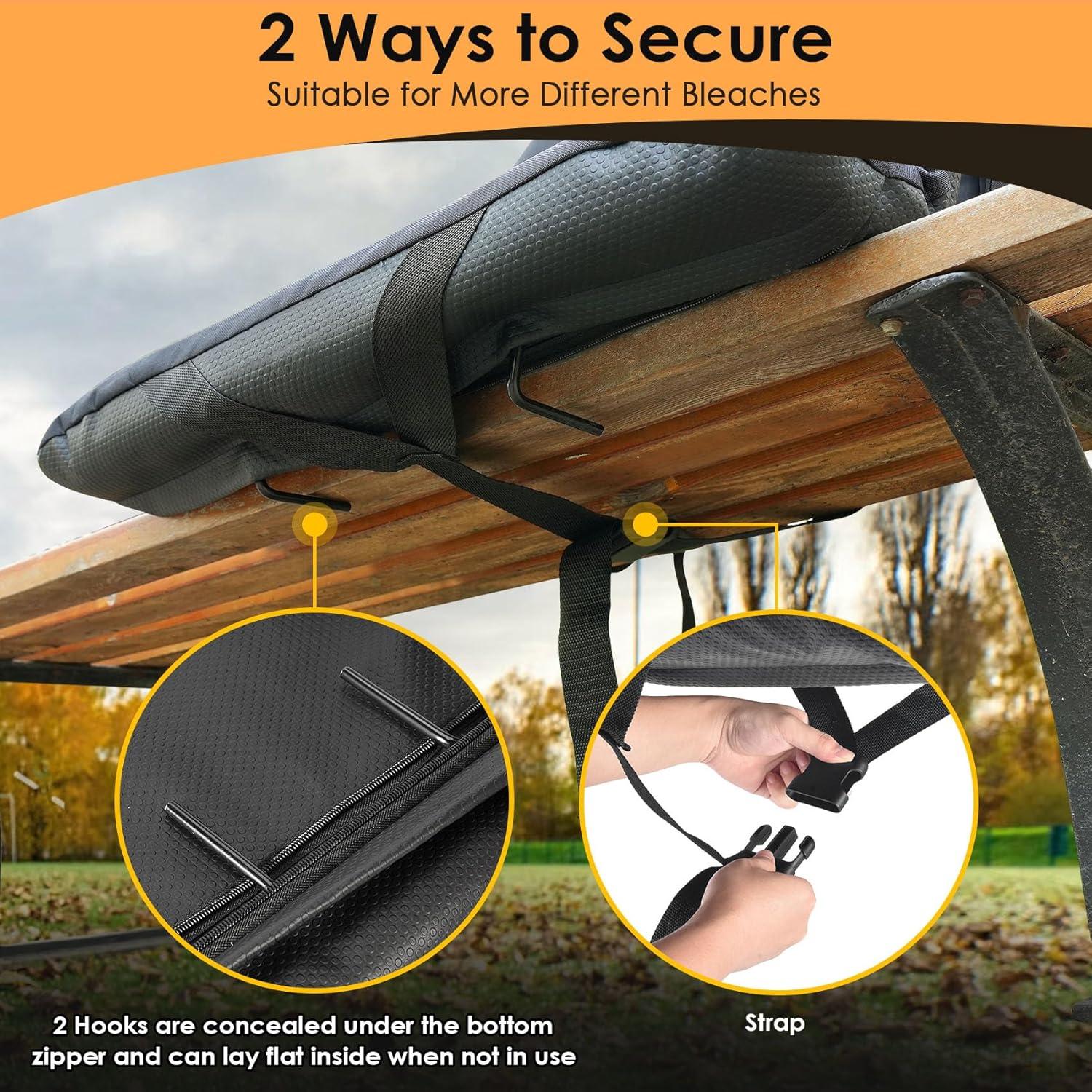 ZENPETIO 25" Oversized Dual-Sided Heated Stadium Seats for Bleachers with Back Support, 3 Levels Heating Stadium Seating for Bleachers Seat with Backrest, 5 Pockets Portable Stadium Chair for Outdoor