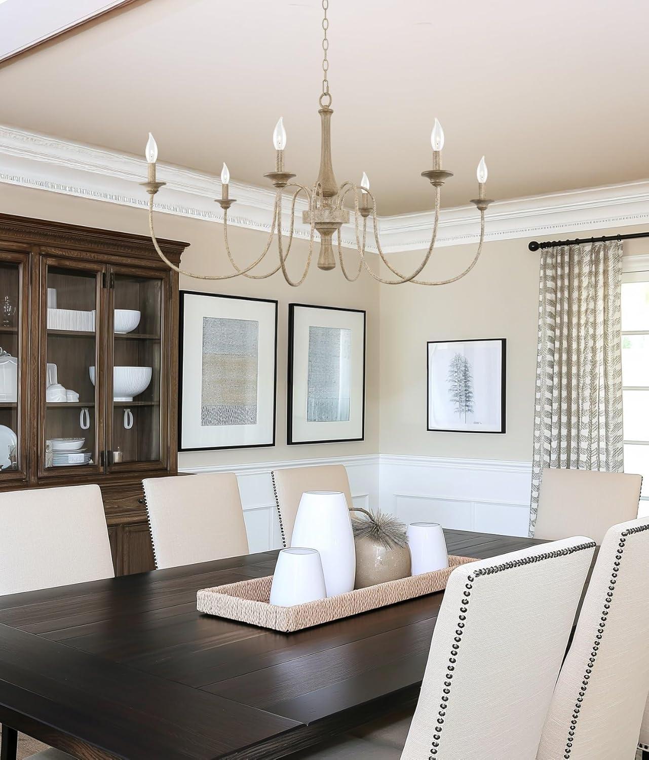 Kira Home Sherbrooke 24" 5-Light French Country Chandelier, Adjustable Height, Smoked Cedar Finish