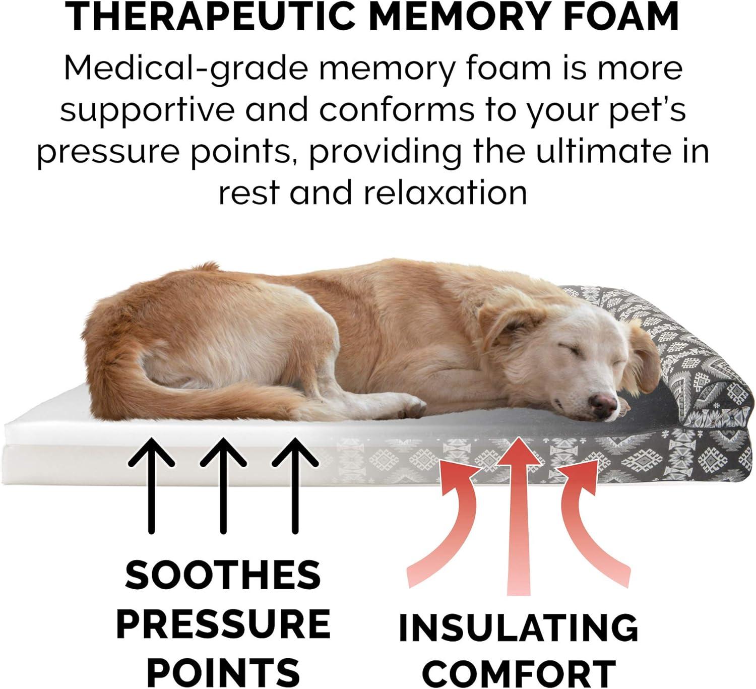 FurHaven Quilted Orthopedic Bolster Sofa Pet Bed