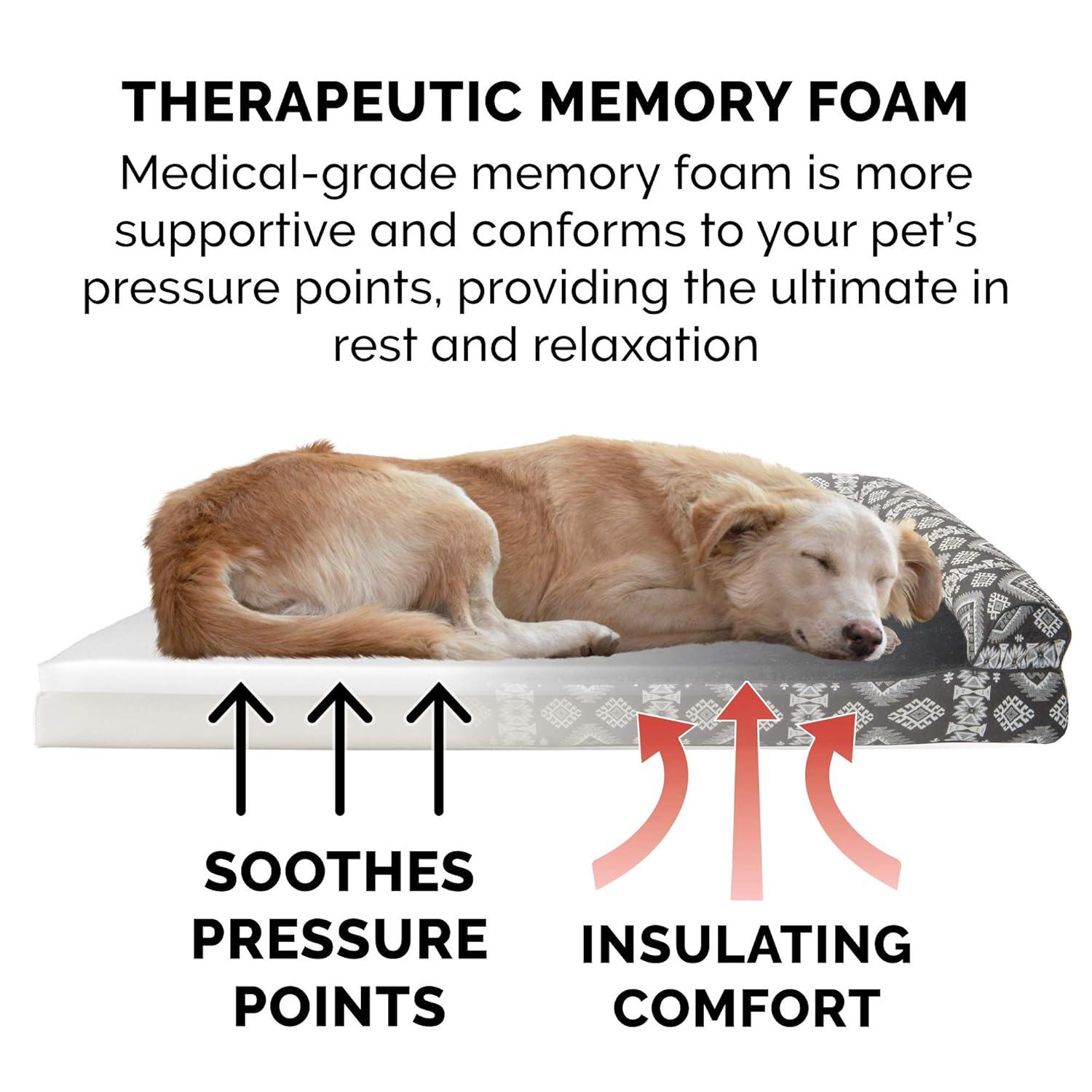 FurHaven Quilted Orthopedic Bolster Sofa Pet Bed