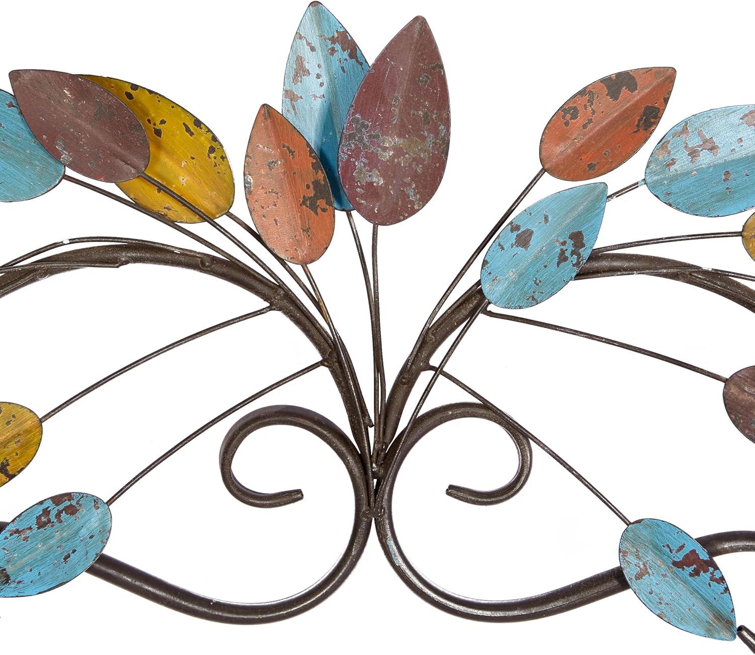 DecMode Multi Colored Metal Leaf Wall Decor