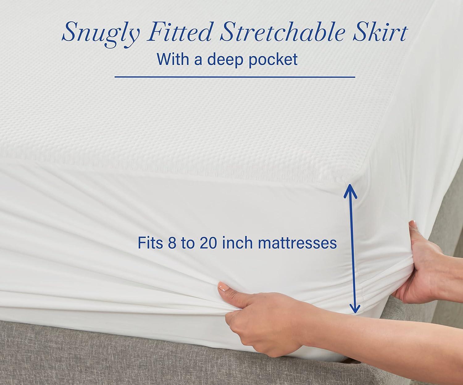 Waterproof Mattress Protector - Noiseless, Machine Washable, Easy-on Fitted Style by California Design Den