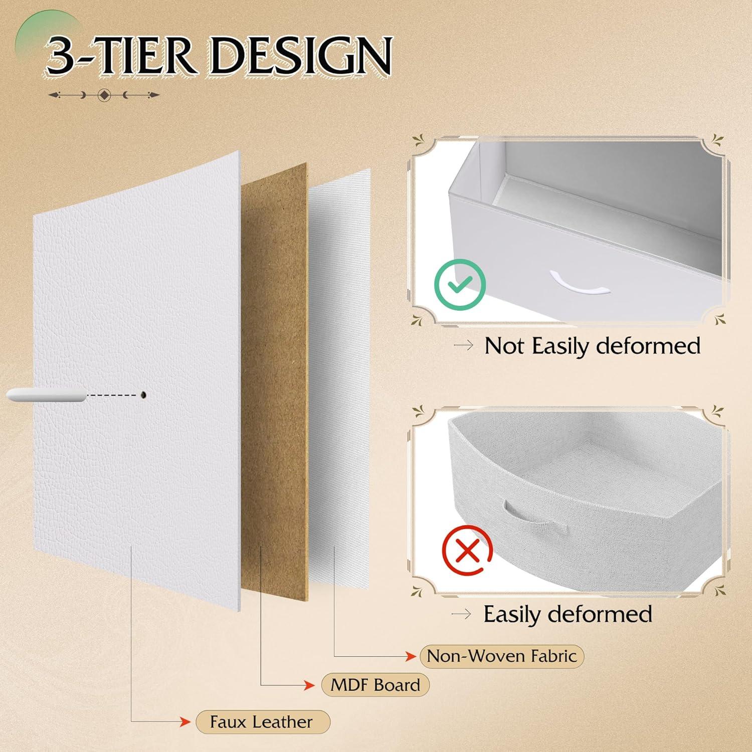 White Steel and Fabric 8-Drawer Bedroom Dresser