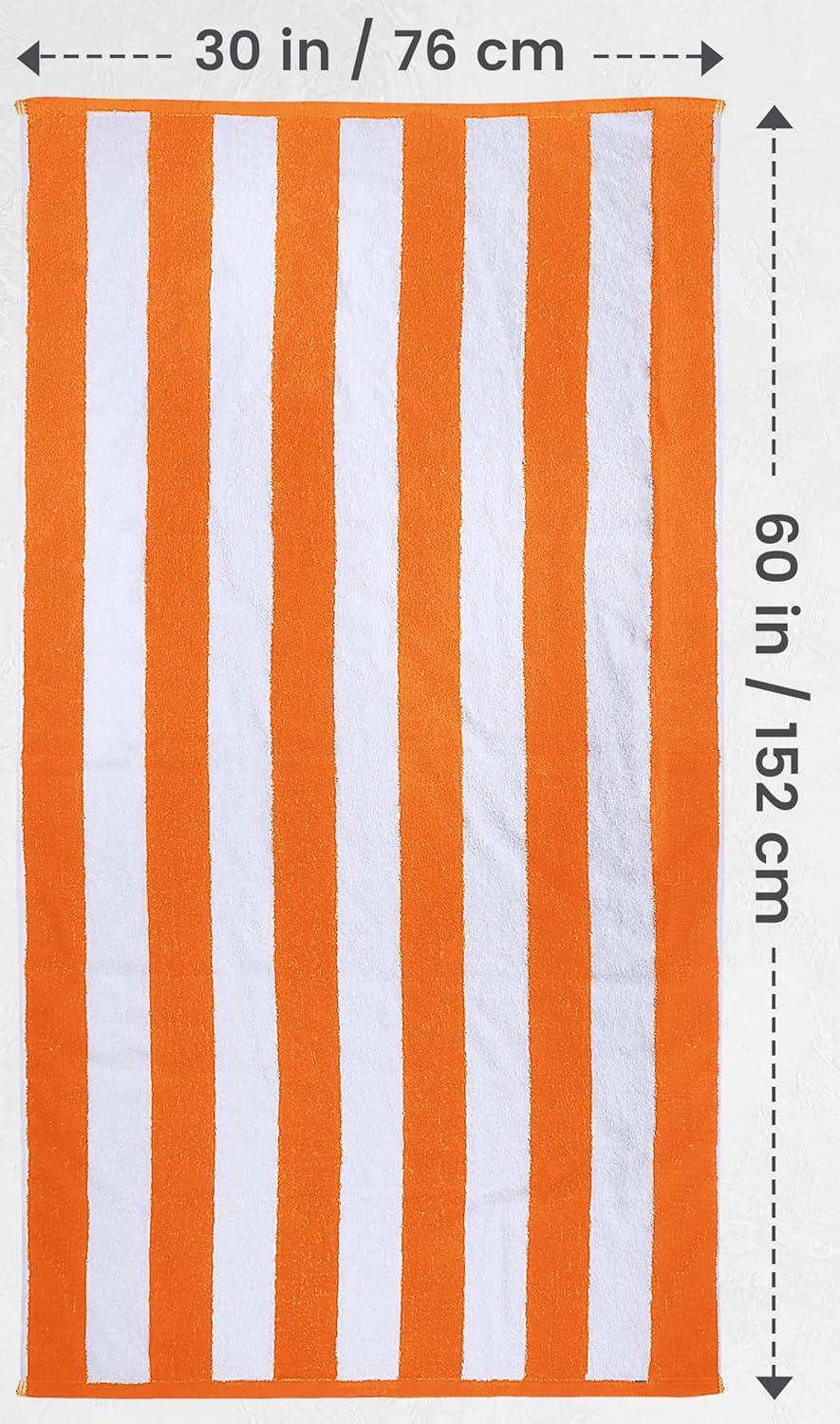 American Soft Linen Beach Towel, 100% Cotton Cabana Striped Beach Towel, 30 in by 60 in Soft Absorbent Beach Pool Towel
, Orange