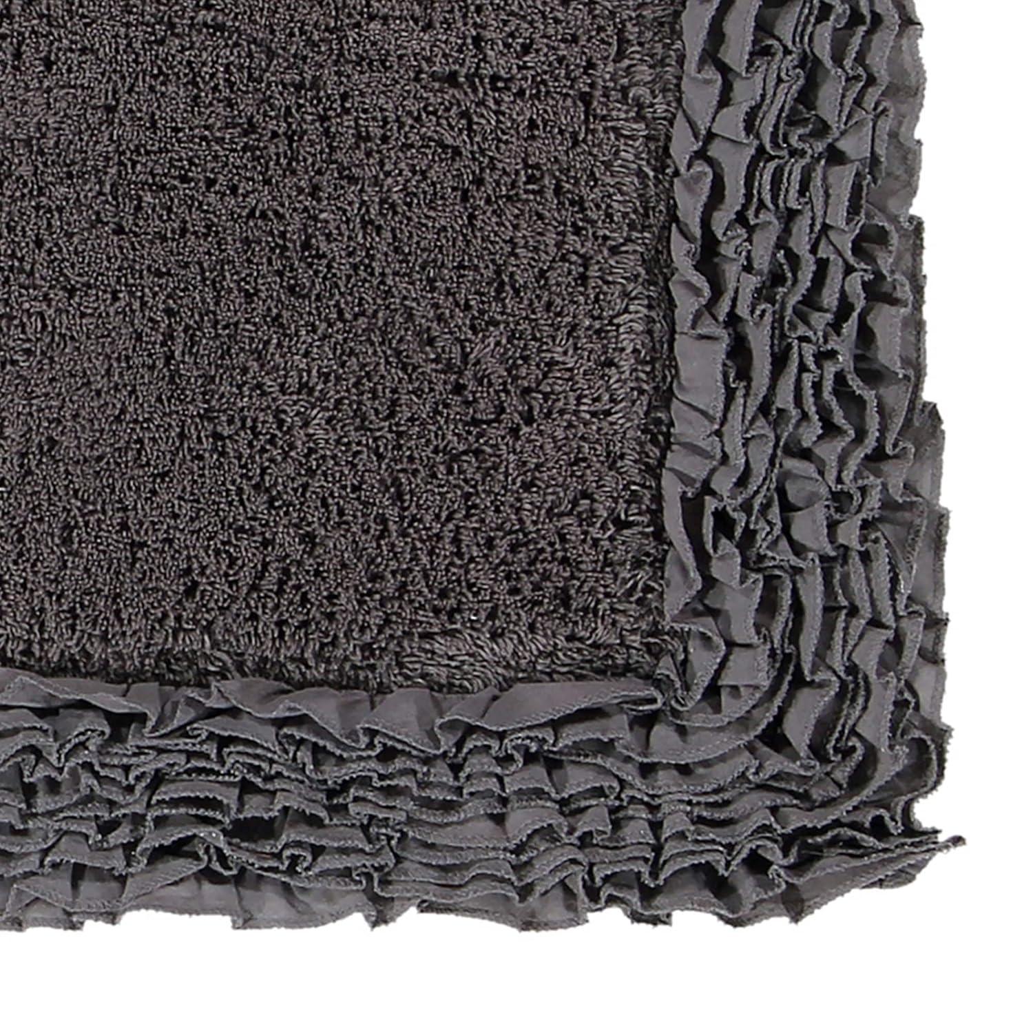 24"x40" Shaggy Border Collection Bath Rug Blue - Better Trends: Cotton Tufted, Machine Washable, No Backing