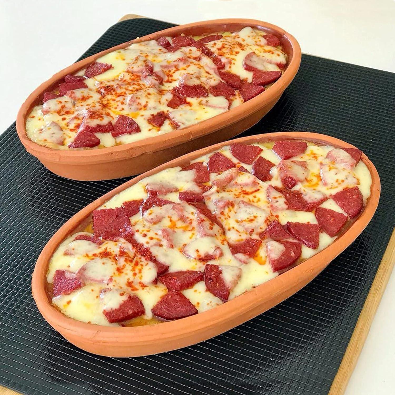 Cooking Clay Pan Set of 2, Terracota Portuguese Roaster, Large, 11.3 in