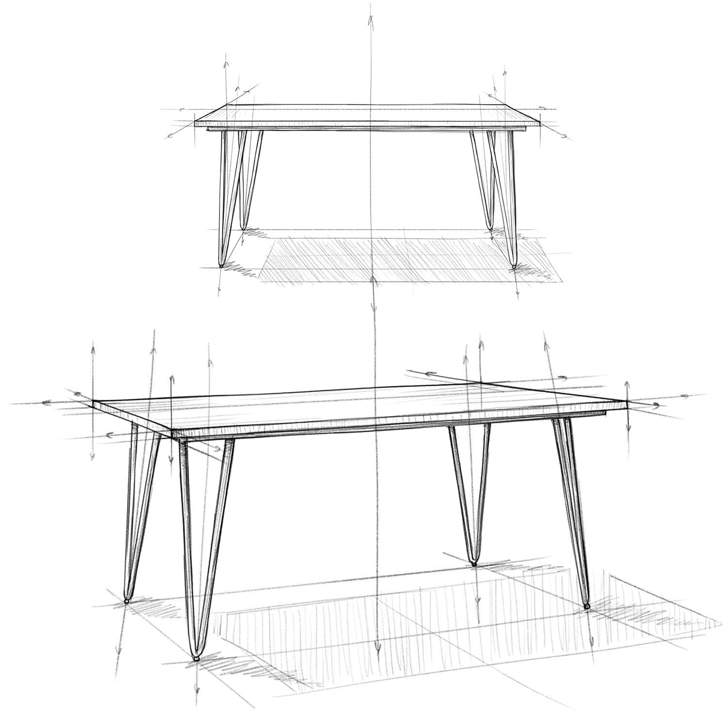 Hunter Solid Mango Wood Dining Table, Industrial Style