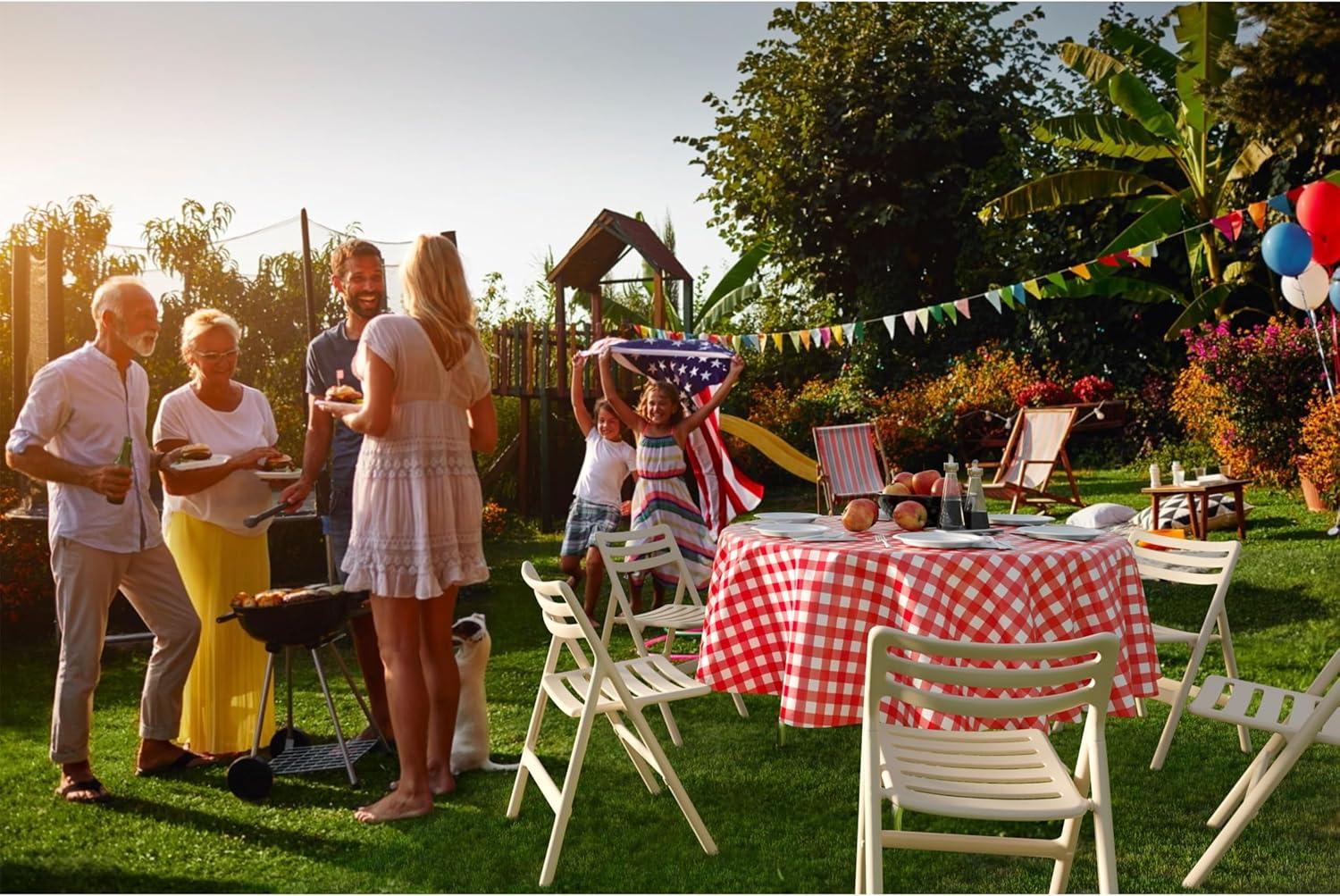 12 Pack Premium Rectangular Plastic Checkered BBQ Tablecloth - Red & White Gingham Checkerboard Disposable Plastic Tablecloth 86.6 inch. Rectangular