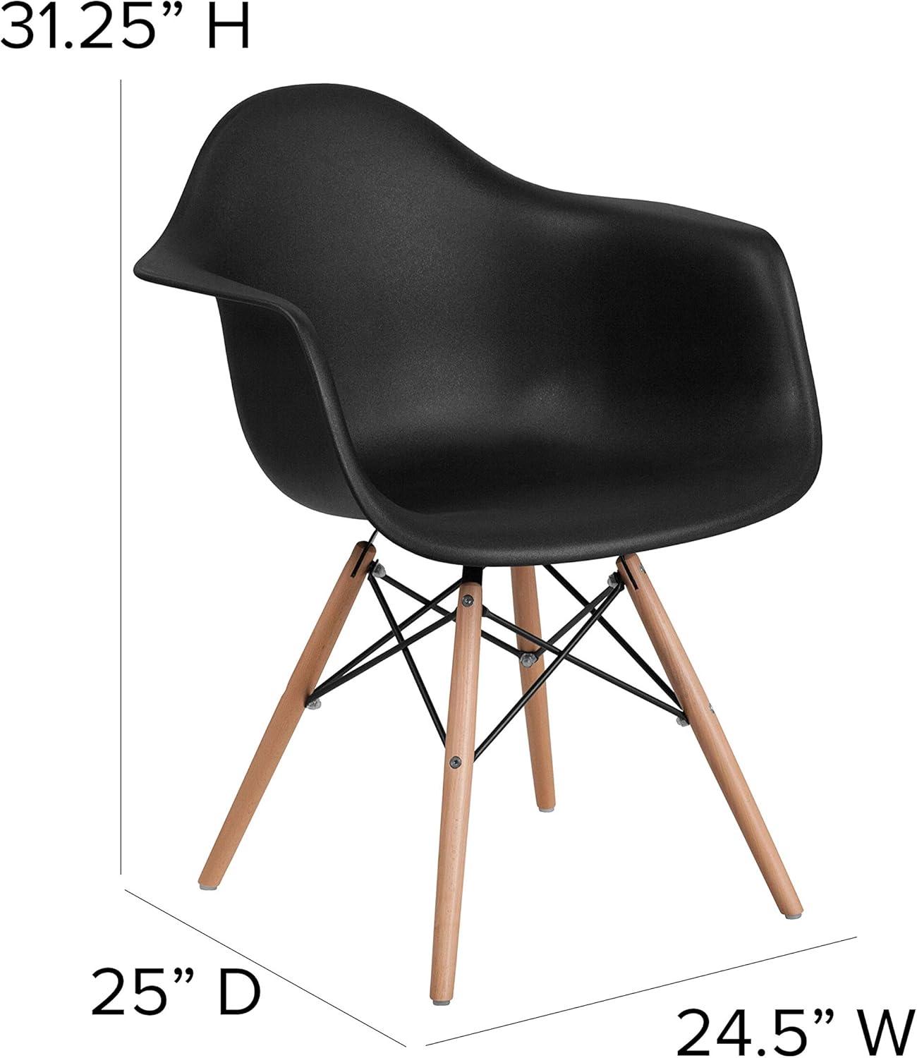 Flash Furniture Alonza Series Plastic Chair with Arms and Wooden Legs