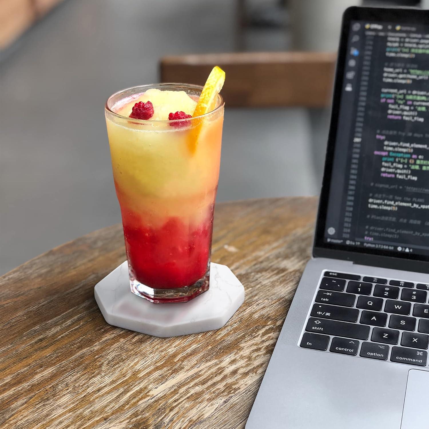 Mercer41 Raniyha Marble Round Coaster 4-Pack