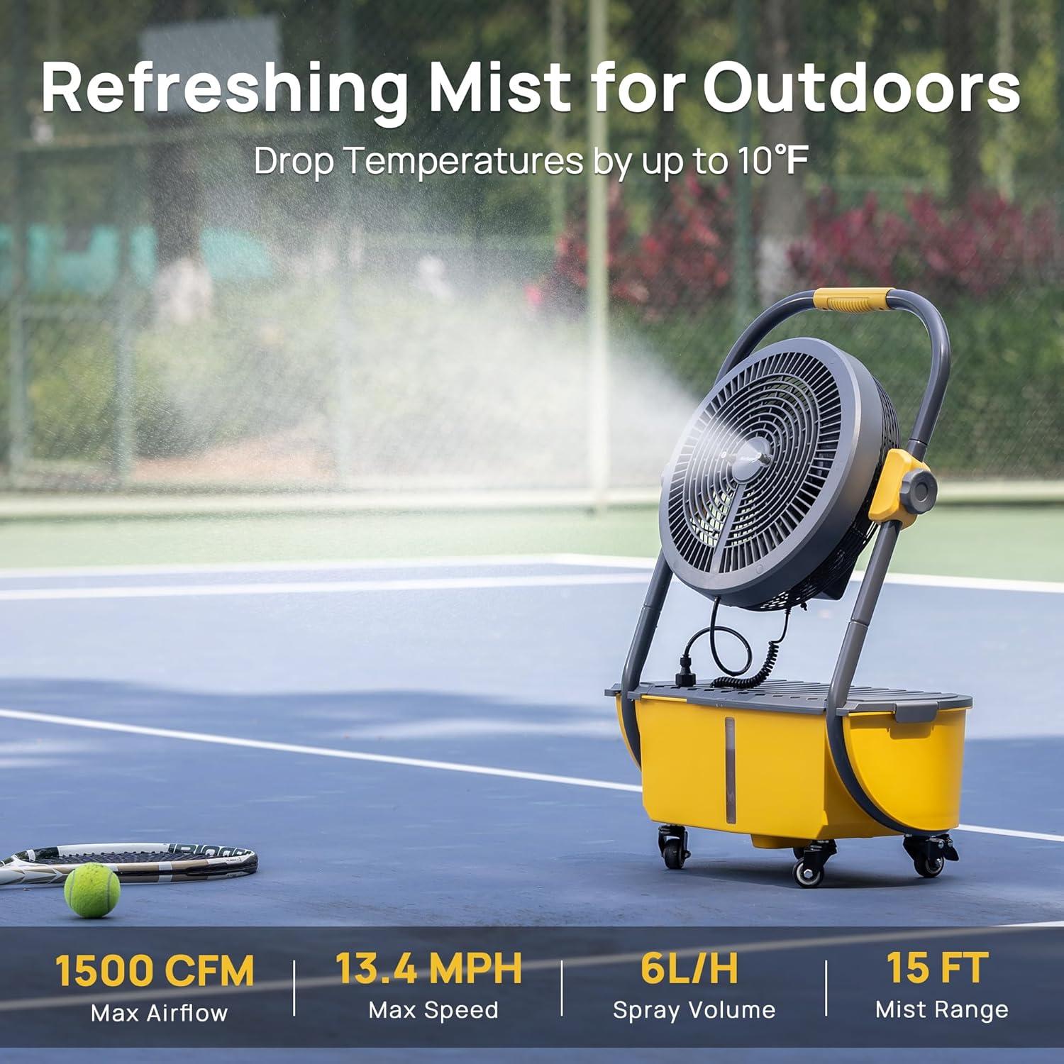 Turbro Cordless Misting Fan 19" 3 Speed 120° Oscillation Portable Electric Household Type